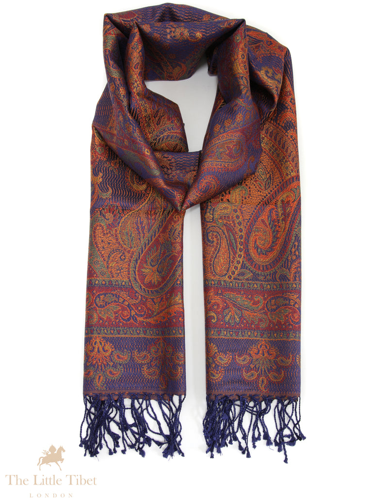 Twilight Ember Himalayan Silk Shawl – Handwoven Luxury Wrap