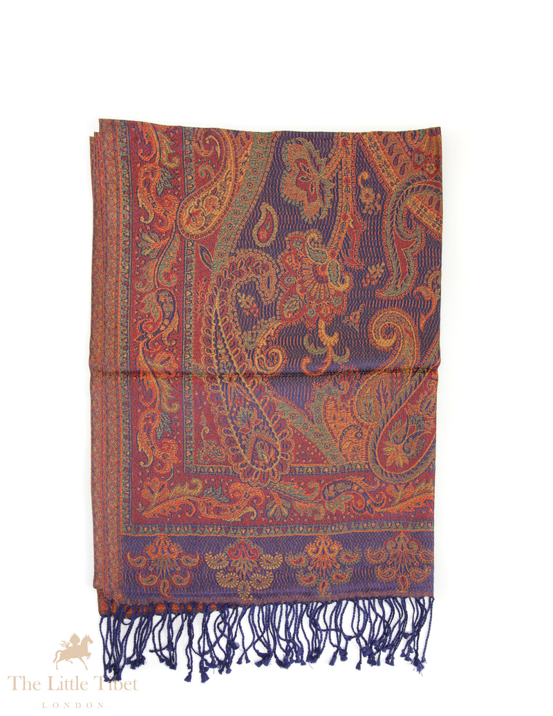 Twilight Ember Himalayan Silk Shawl – Handwoven Luxury Wrap