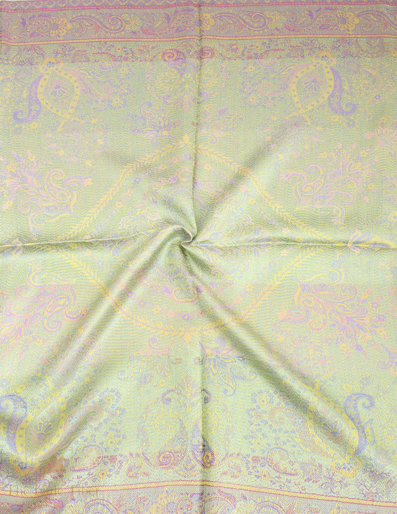 Iridescent Himalayan Paisley Silk Shawl – Luxury 100% Silk Wrap