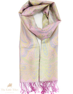 Iridescent Himalayan Paisley Silk Shawl – Luxury 100% Silk Wrap