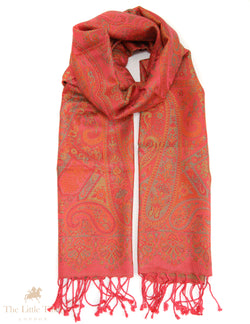 Scarlet Glow Himalayan Silk Scarf – Handwoven 100% Silk Wrap