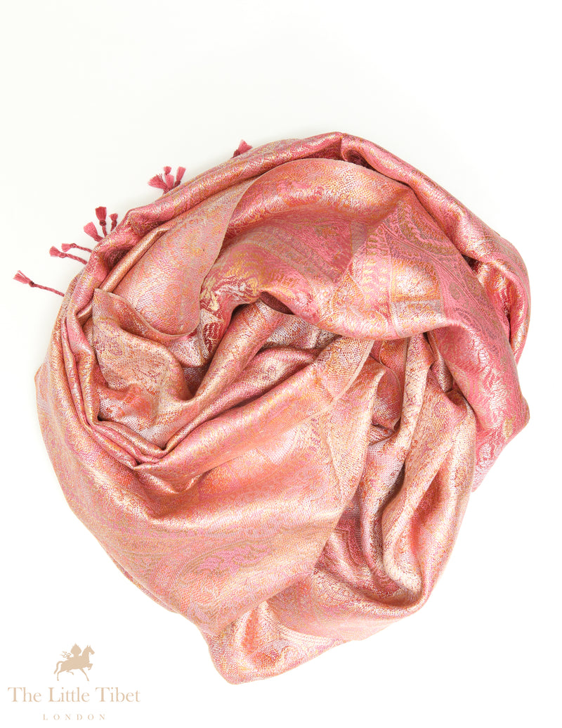 Minnie Pink Paisley Silk Pashmina-Silk Scarf-MCM777