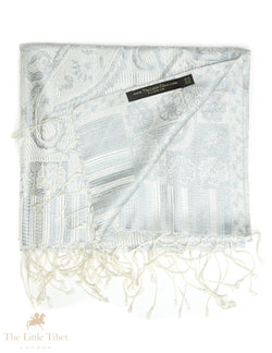 Bianca Silver Silk Pashmina-Silk Scarf-MCM999