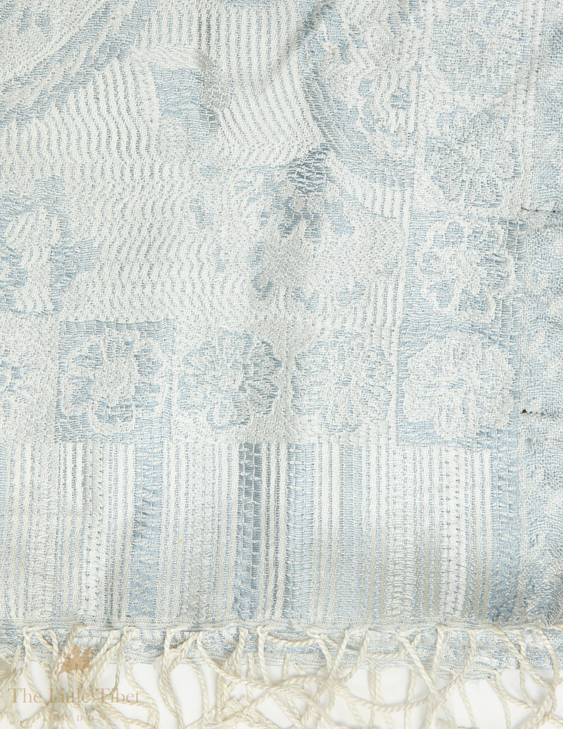 Bianca Silver Silk Pashmina-Silk Scarf-MCM999