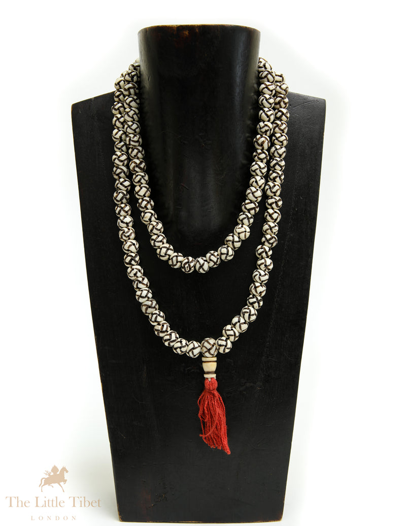 Tibetan Yak Bone Mala | 108 Hand-Carved Beads – Prayer & Jewellery Use
