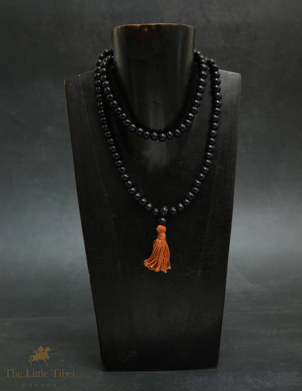Black Wooden Mala | 108 Beads – 6mm Meditation & Wrist Mala
