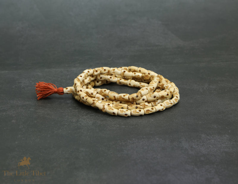 Tibetan Skull Mala | 108 Yak Bone Beads – Long Necklace Mala