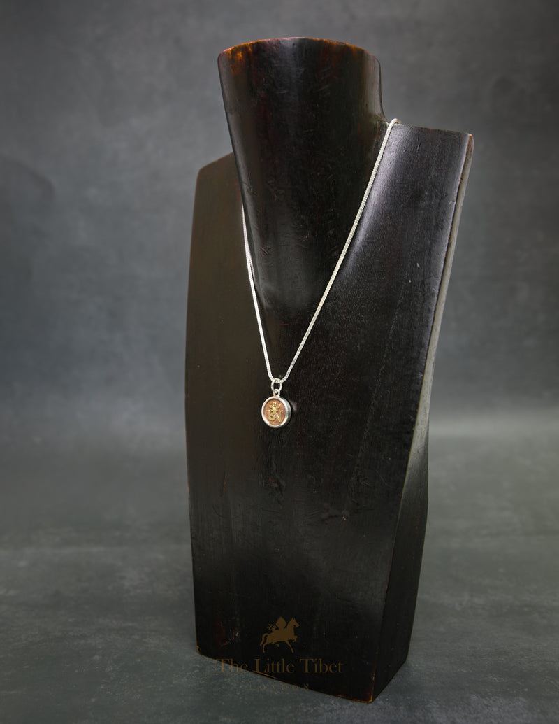 Tibetan Silver & Brass Om Pendant Necklace – Handcrafted in the Highlands