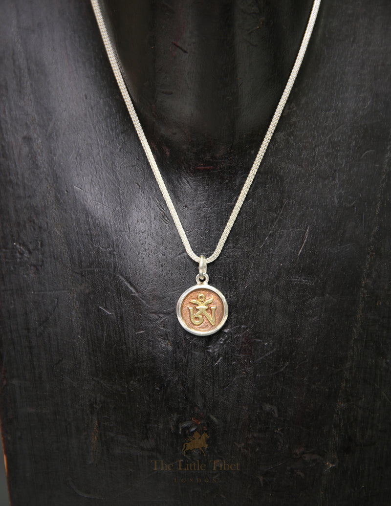 Tibetan Silver & Brass Om Pendant Necklace – Handcrafted in the Highlands