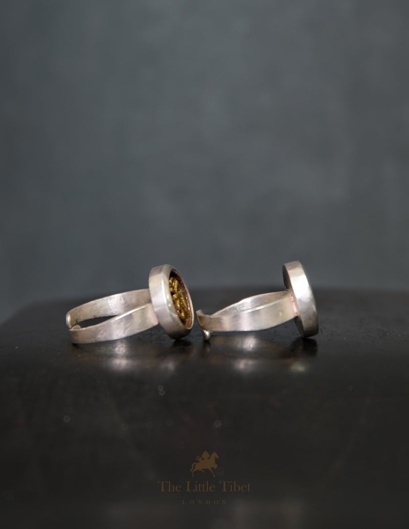 Adjustable Tibetan Om Ring – Handcrafted Silver & copper Spiritual Jewellery