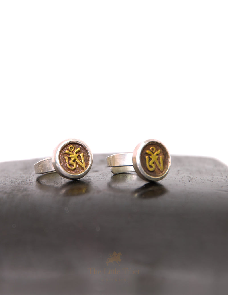 Adjustable Tibetan Om Ring – Handcrafted Silver & copper Spiritual Jewellery