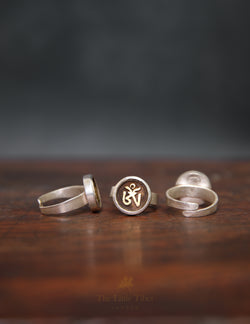 Adjustable Tibetan Om Ring – Handcrafted Silver & copper Spiritual Jewellery