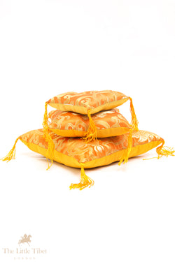 Golden Serenity Singing Bowl Cushion - Puffy Pillow Cushion Golden