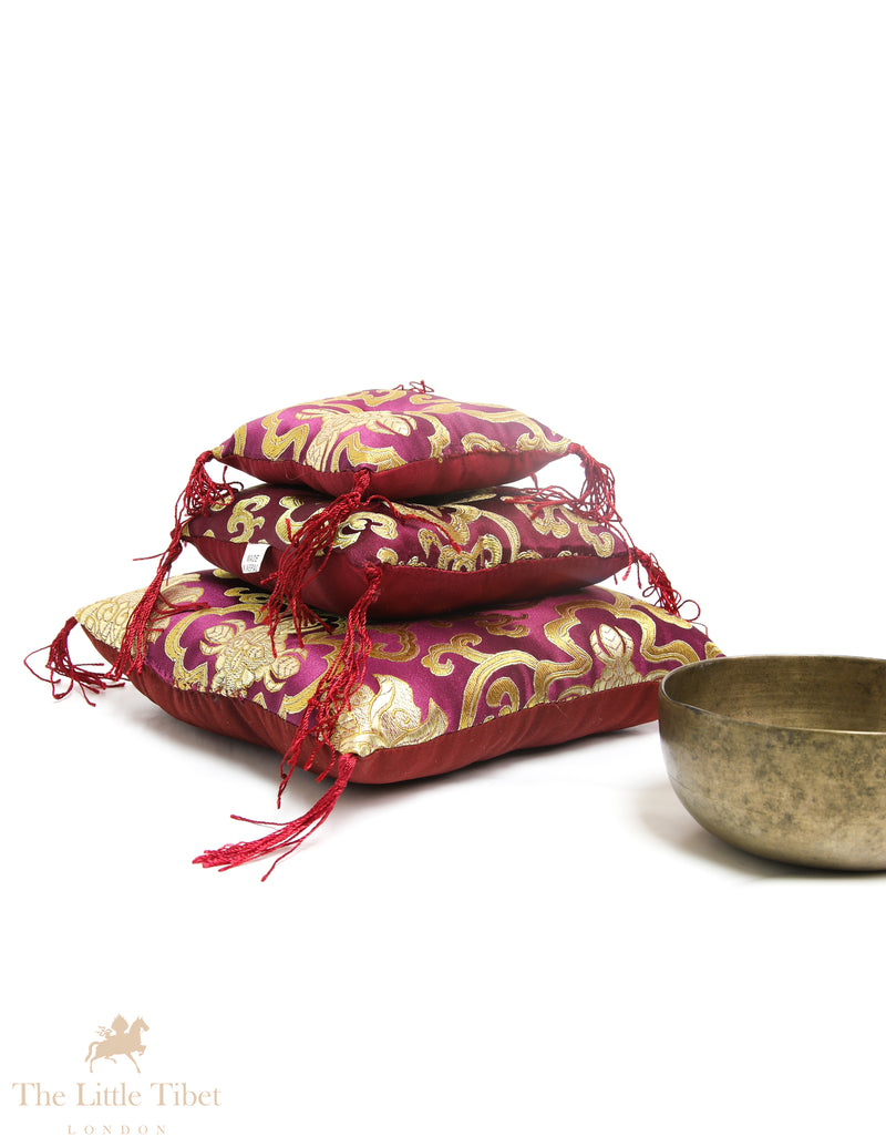 Regal Serenity: Singing Bowl Cushion - Puffy Pillow Cushion Queen