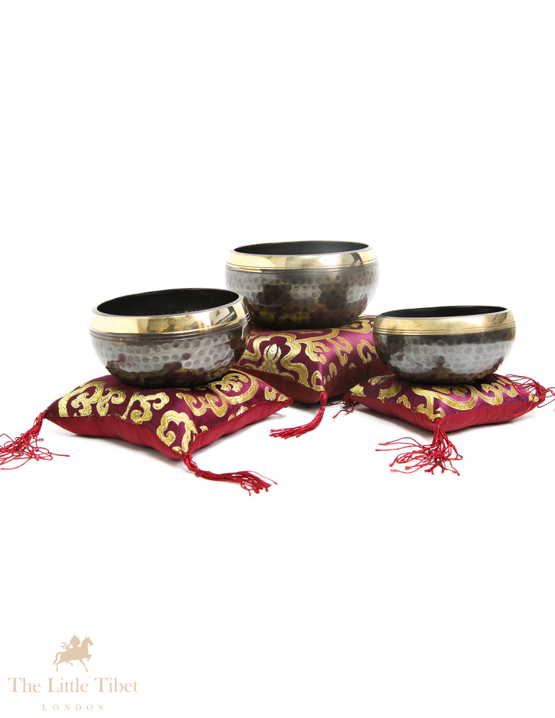 Regal Serenity: Singing Bowl Cushion - Puffy Pillow Cushion Queen