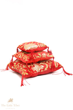Crimson Harmony: Singing Bowl Cushion - Puffy Pillow Cushion Red