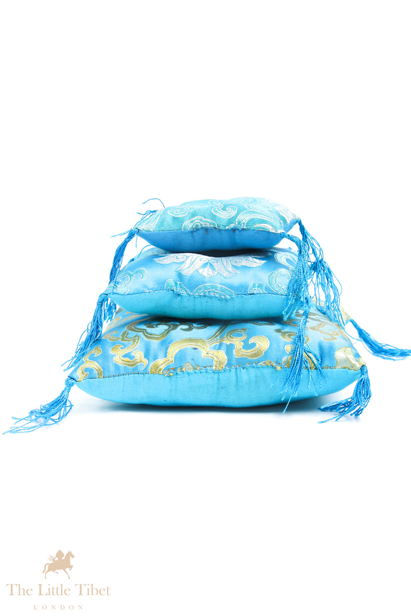 Turquoise Serenity: Singing Bowl Cushion - Puffy Pillow Cushion Turquiose