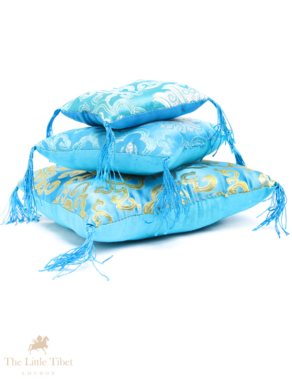 Turquoise Serenity: Singing Bowl Cushion - Puffy Pillow Cushion Turquiose