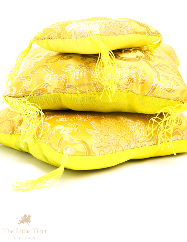 Sunny Serenity: Singing Bowl Cushion - Puffy Pillow Cushion Yellow