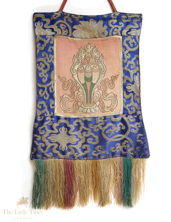 Old Tibetan Buddhist Blue Norbu Precious Jewel Wall Hanging Thangka