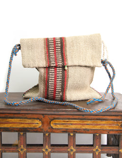 Nomad's Woven Journey: Handcrafted Tibetan Yak Wool Bag with Vintage Copper Bell