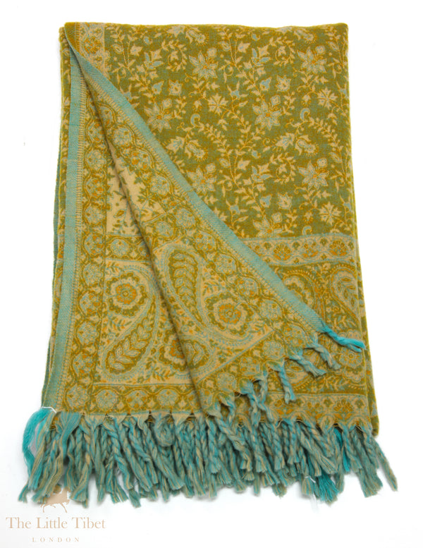 Tranquil Charm: The Soft Green Tibet Shawl