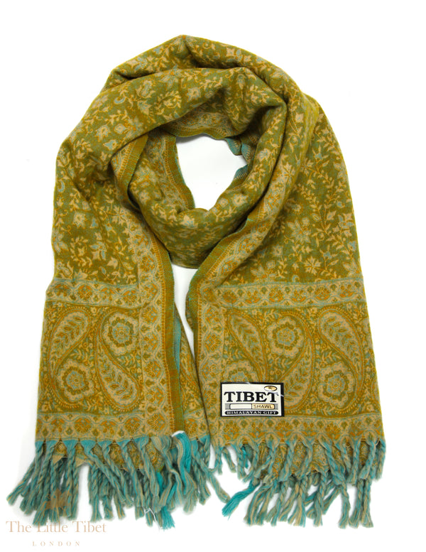 Tranquil Charm: The Soft Green Tibet Shawl