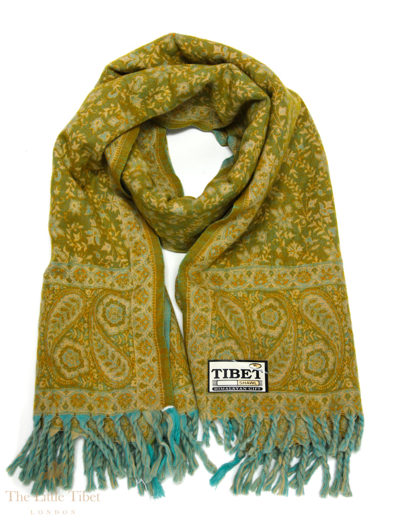 Tranquil Charm: The Soft Green Tibet Shawl