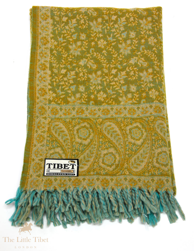 Tranquil Charm: The Soft Green Tibet Shawl