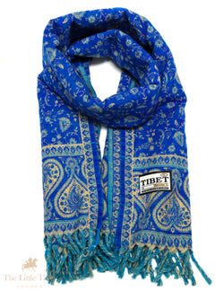 Royal Serenity: The Vibrant Blue Tibet Shawl