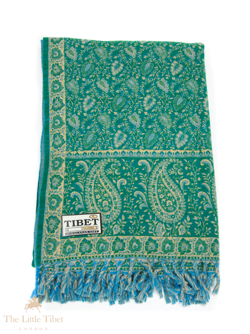 Tranquil Elegance: The Emerald Green Tibet Shawl