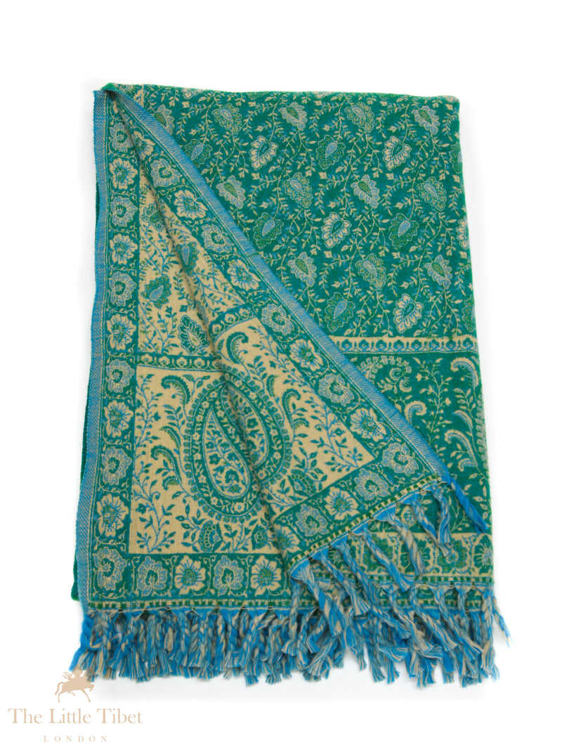 Tranquil Elegance: The Emerald Green Tibet Shawl