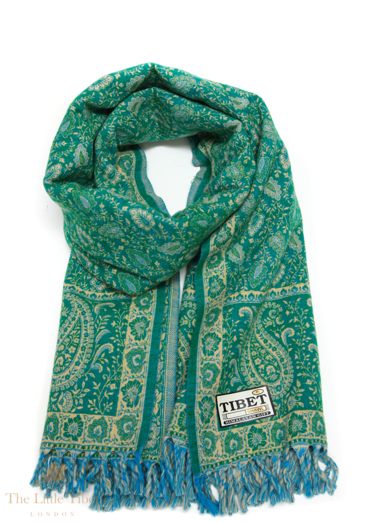Tranquil Elegance: The Emerald Green Tibet Shawl