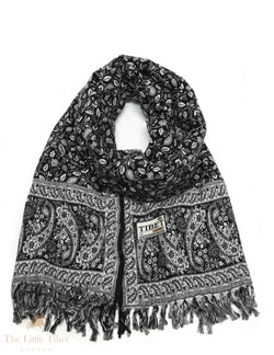Classic Charm: The Black and White Tibet Shawl
