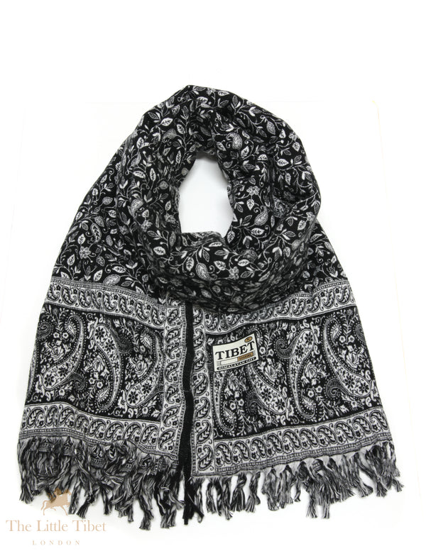 Classic Charm: The Black and White Tibet Shawl