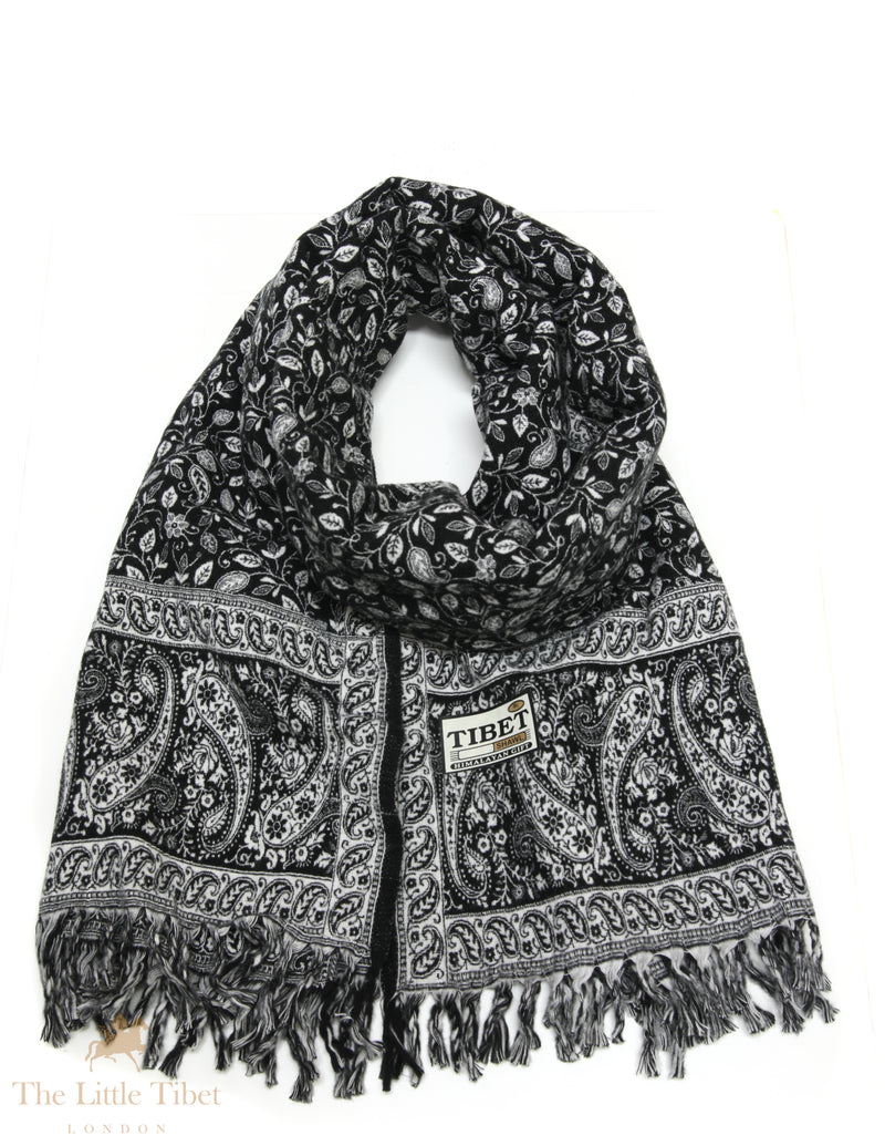 Classic Charm: The Black and White Tibet Shawl