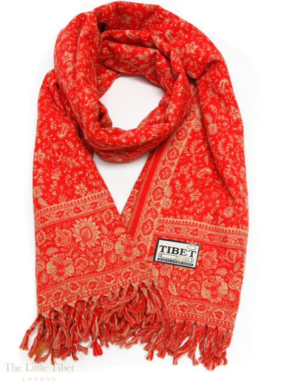 Radiant Elegance: The Vibrant Red Tibet Shawl
