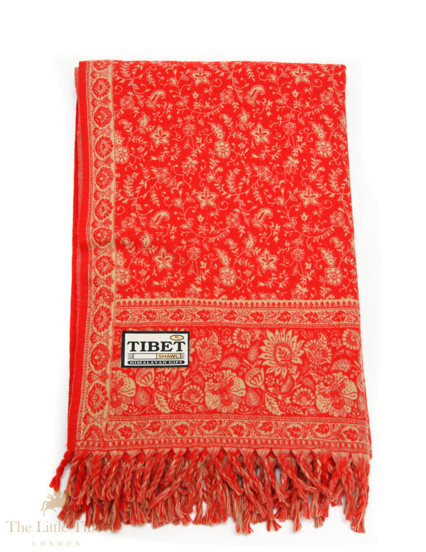 Radiant Elegance: The Vibrant Red Tibet Shawl