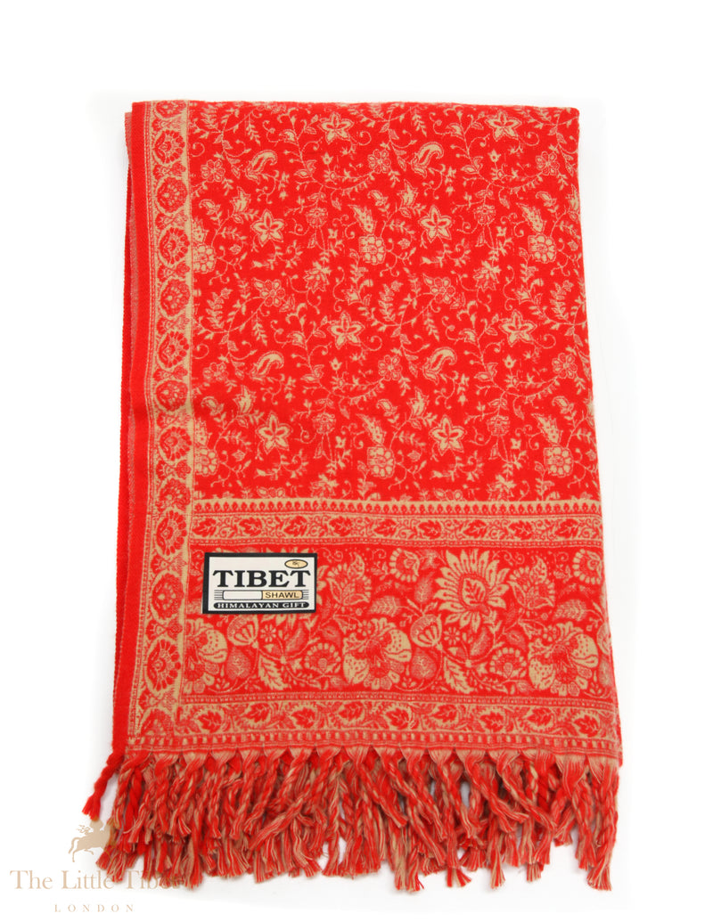 Radiant Elegance: The Vibrant Red Tibet Shawl