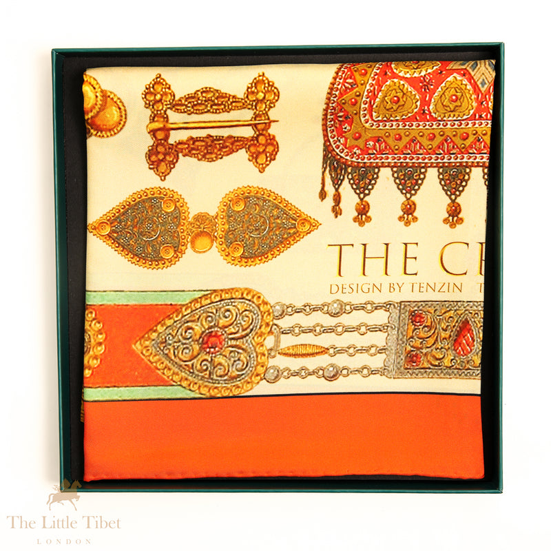 The Crown Silk Scarf – Pure Silk Twill Square Scarf (Hot Pink)