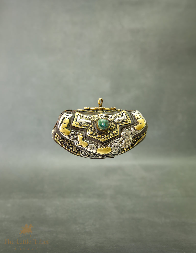 19th-Century Tibetan Bagkhu Tinder Pouch | Highly Collectable Nomadic Fire-Starting Pouch with Turquoise