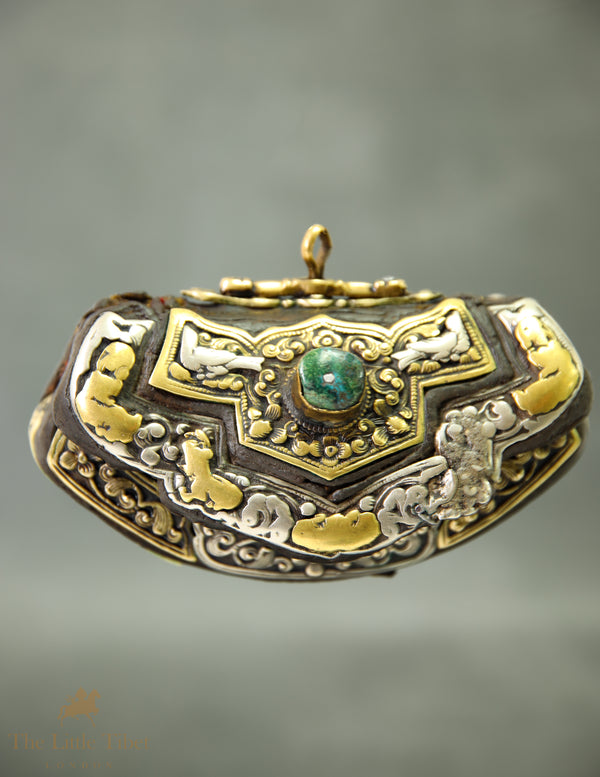 19th-Century Tibetan Bagkhu Tinder Pouch | Highly Collectable Nomadic Fire-Starting Pouch with Turquoise