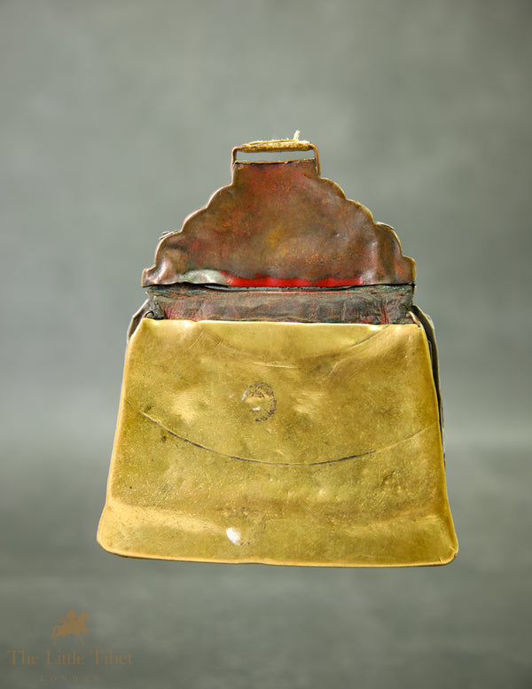 19th-Century Tibetan Bullet Pouch | Highly Collectable Brass Case with Decorations & Turquoise Studs