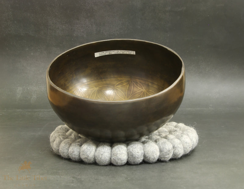 Flower of Life Tibetan Singing Bowl | Matte Dark G Note Sound Bowl-YD113