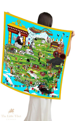 The Heavenly Map of Tibet Square Silk Scarf