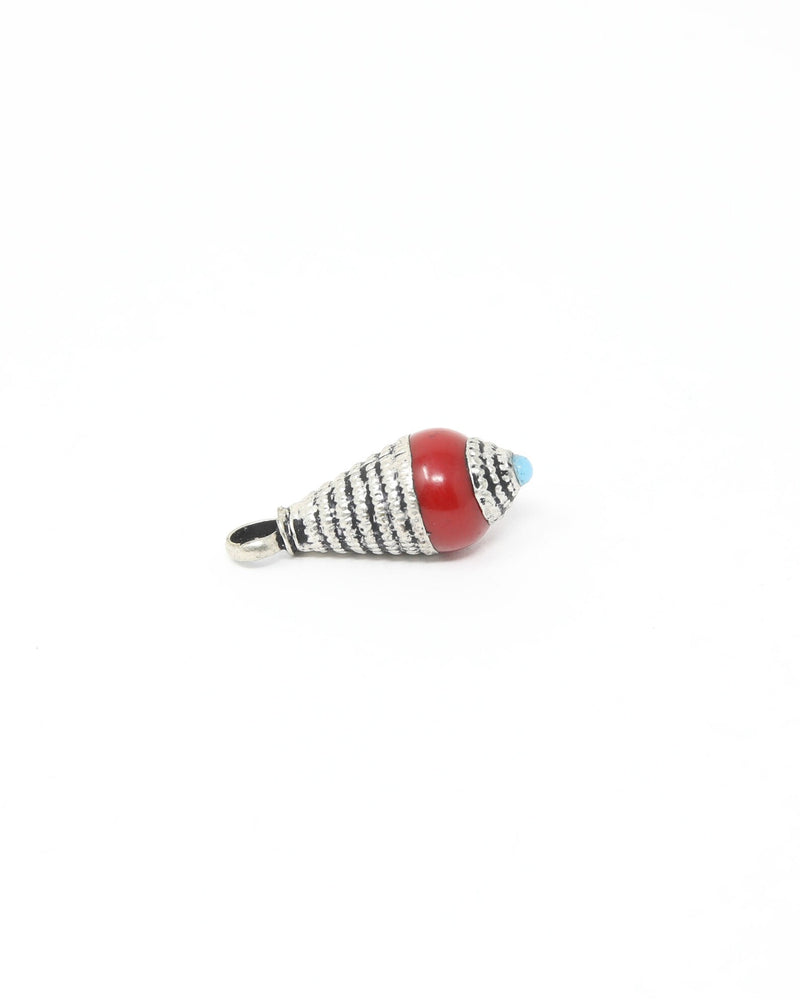 Tibetan Teardrop Pendant Beads – Resin & Metal Alloy (Pack of 5)