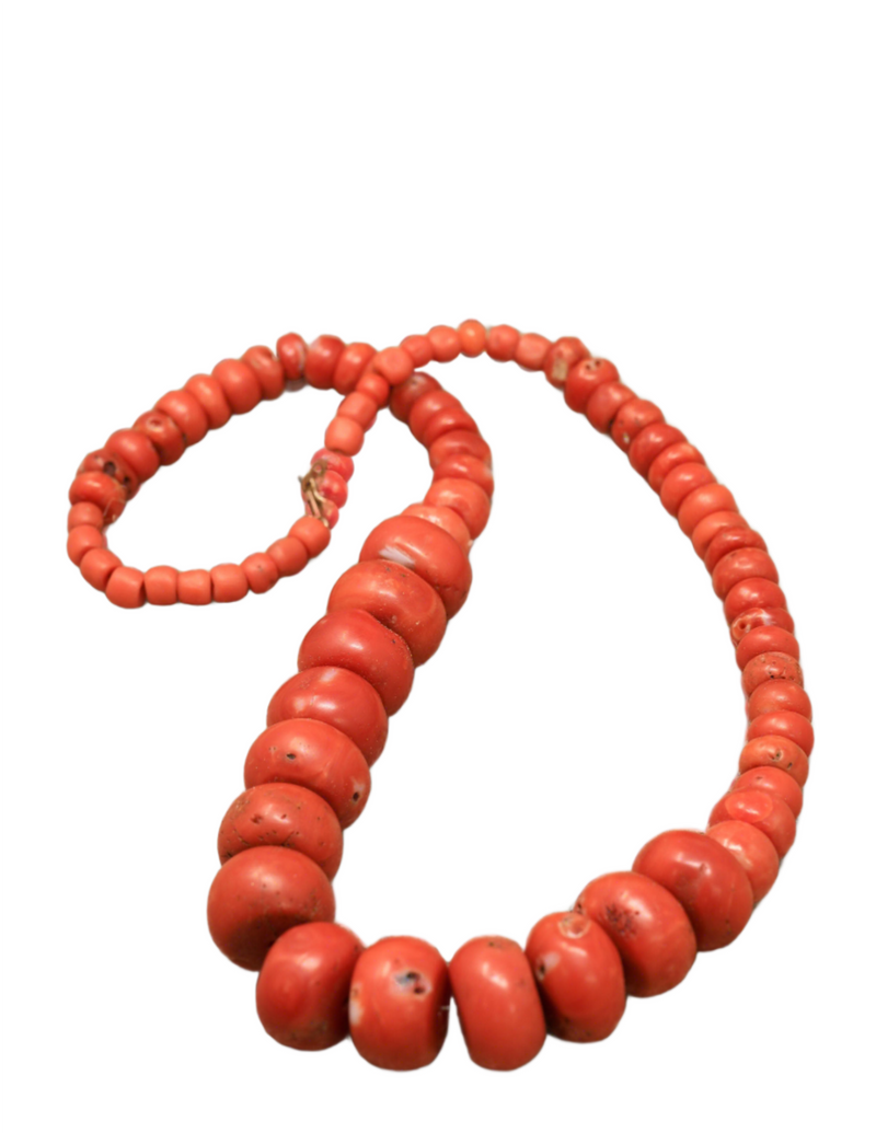 Lhasa Tibet Old Coral Bead - Vintage Tibetan Red Coral Necklace for Antique Collectors - Authentic Retro Tibetan Red Coral Buddhist Beads