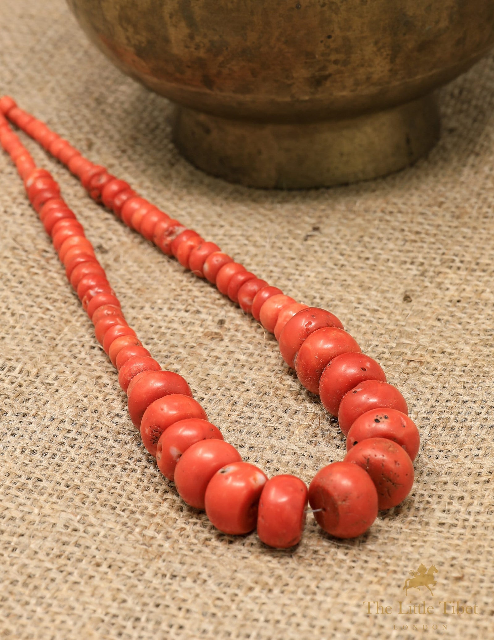 Lhasa Tibet Old Coral Bead - Vintage Tibetan Red Coral Necklace