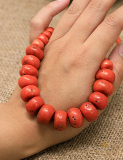 Lhasa Tibet Old Coral Bead - Vintage Tibetan Red Coral Necklace for Antique Collectors - Authentic Retro Tibetan Red Coral Buddhist Beads