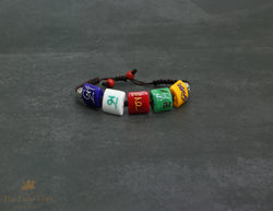 Murano Glass Bracelet | Om Mani Padme Hum Mantra Beads – Adjustable Tibetan Design